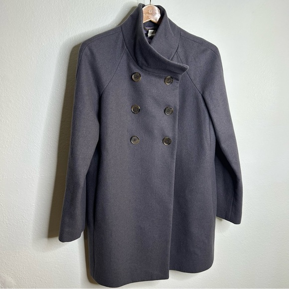 J. Crew Grey Wool Blend Double Breasted Funnel Neck Jacket 4 - Picture 1 of 13